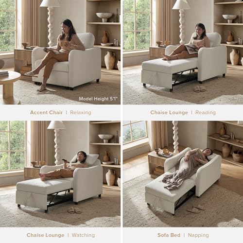 Sophie 4-in-1 Convertible Sleeper Chair Bed, Accent Chair, Chaise Lounge, view 6