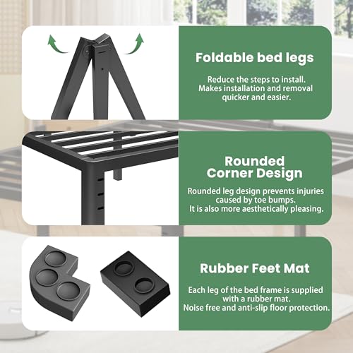 18 Inch King Size Metal Platform Bed Frame with Round Corner Legs, view 5