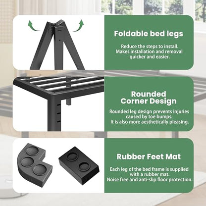 18 Inch King Size Metal Platform Bed Frame with Round Corner Legs, view 5