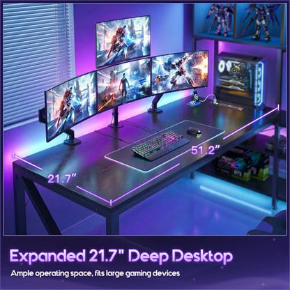 63" L Shaped Gaming Desk with Display Hutch and Large Desktop, Black, view 6