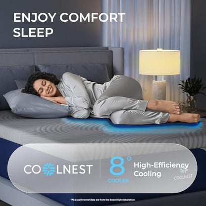 CoolNest 14 Inch King Size Mattress, Cooling King Memory Foam Mattress for Cool Night Sleep, 5-Zone Ergo Support for Pressure Relief, Medium, CertiPUR-US Certified