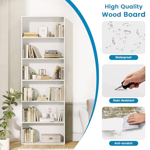 71" Tall 6-Tier Bookshelf, Large Open Display Bookcase with Ample Storage, view 5