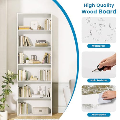 71" Tall 6-Tier Bookshelf, Large Open Display Bookcase with Ample Storage, view 5