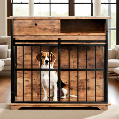 Wooden Dog Crate Furniture for Small Dogs Indoor Kennel End Table Pet Cage, view 2