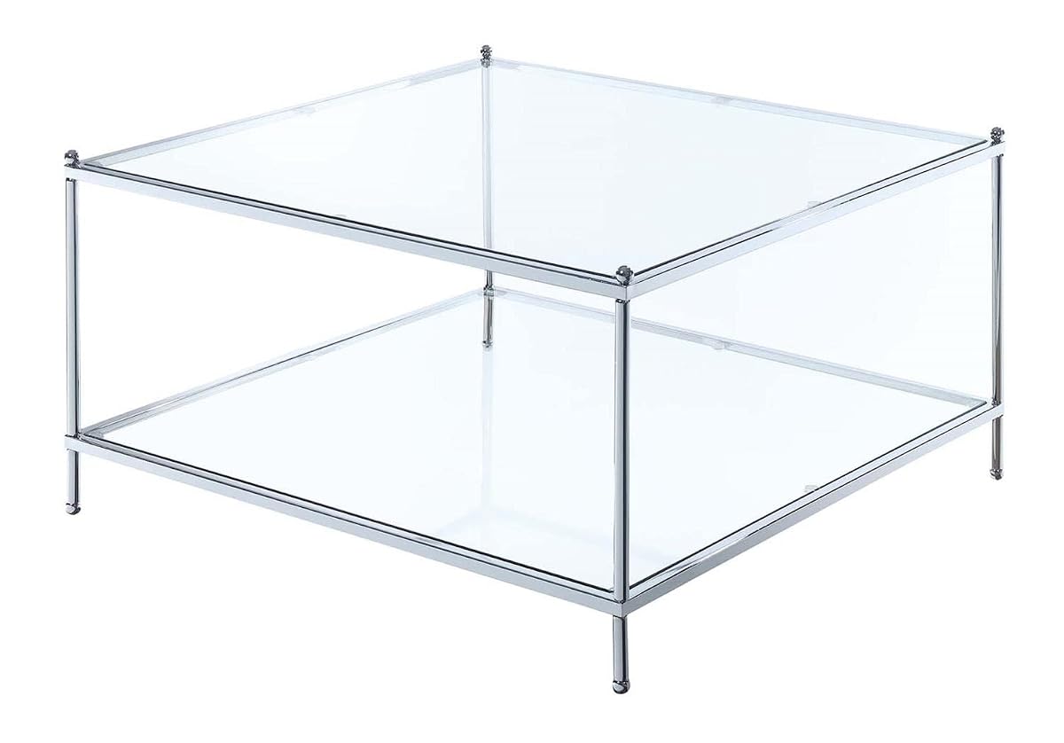 Royal Crest Square Coffee Table, Clear Glass / Chrome Frame