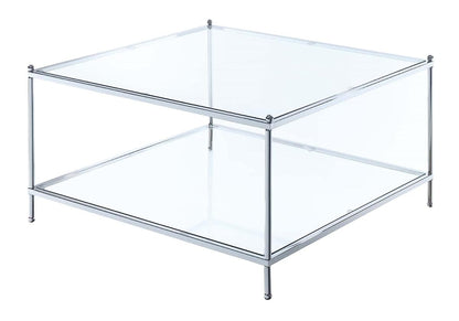 Royal Crest Square Coffee Table, Clear Glass / Chrome Frame