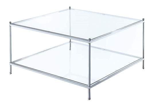Royal Crest Square Coffee Table, Clear Glass / Chrome Frame