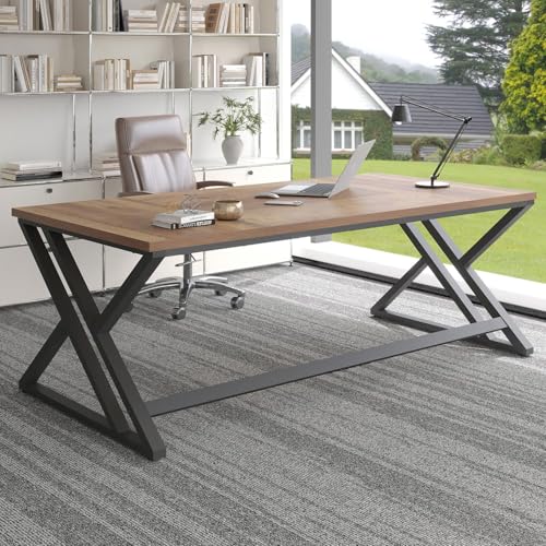 Rustic Large Computer Desk, 79" Extra Long Industrial Home Office Desk, view 2