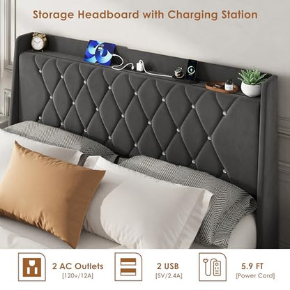 Queen Bed Frame with Storage, view 7
