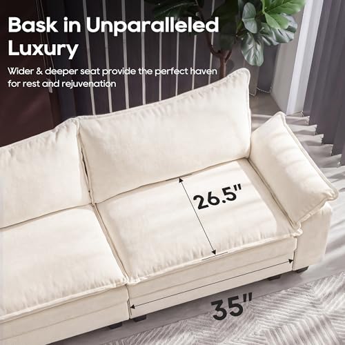 Oversized Modular Sectional Sofa，White：122" U Shaped | Modern Comfy Cloud Couch with Movable Ottoman and Pillow, Deep Seat Couches for Living Room, Bedroom or Apartment