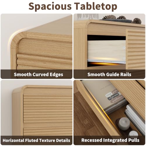 Oak Fluted Drawer Dresser with Curved Profile and Anti-Tip Kit, view 7