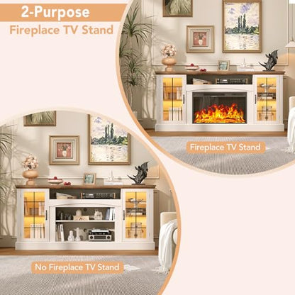 2-in-1 Multifunctional Fireplace TV Stand with 30" Removable Electric Fireplace, view 7