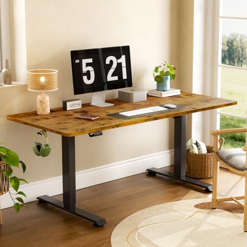 63"x28" Wider Large Standing Desk, Electric Height Adjustable, Brown, view 3