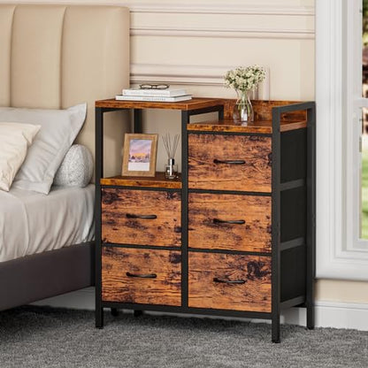 Rustic Brown Dressers for Bedroom, 5 Drawer Dresser for Closet, view 3