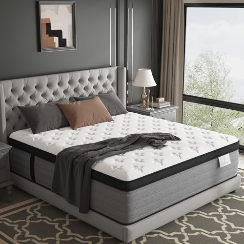 Firm King Mattress 12 Inch, Luxury Hotel Level King Size Mattress in a Box with Gel Memory Foam & Individual Pocket Springs, Upgraded Strong Edge Support, Fiberglass-Free