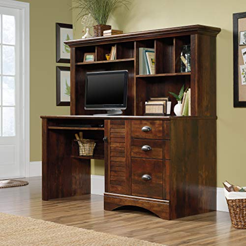 Harbor View Home Office Computer Desk with Hutch, Keyboard Tray, in Curado Cherry finish