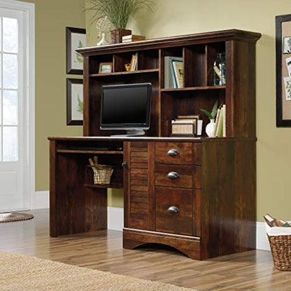Harbor View Home Office Computer Desk with Hutch, Keyboard Tray, in Curado Cherry finish