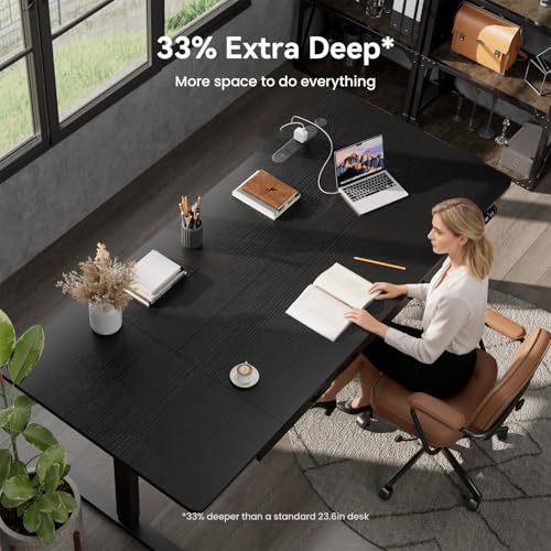 Electric Standing Desk, Extra Large 71 x 31.5 Inches Height Adjustable Table with Outlets, Sit Stand Computer Desk with Drawers for Home Office, Ergonomic Rising Workstation, Black