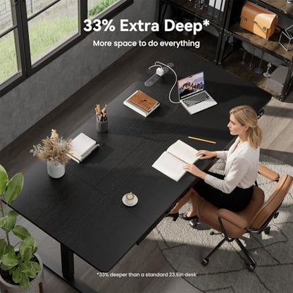 Electric Standing Desk, Extra Large 71 x 31.5 Inches Height Adjustable Table with Outlets, Sit Stand Computer Desk with Drawers for Home Office, Ergonomic Rising Workstation, Black