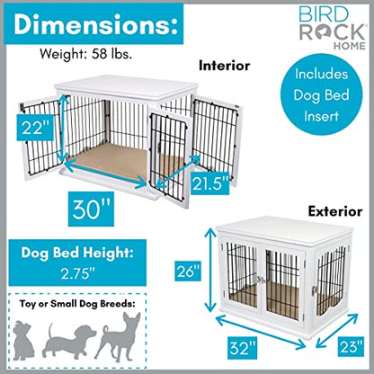 Decorative Dog Kennel with Pet Bed, Small Indoor Pet Crate, Double Door Design, view 4