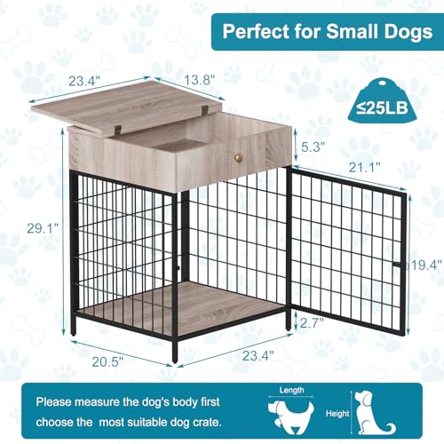 Decorative Grey Steel-Tube Dog Kennel Table with Drawer, view 7