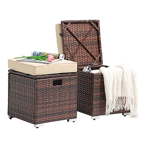 2 Piece Outdoor Patio Ottomans, view 2