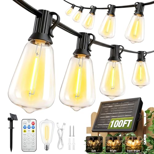100FT Solar String Lights Outdoor Waterproof with Remote & Timer, view 2