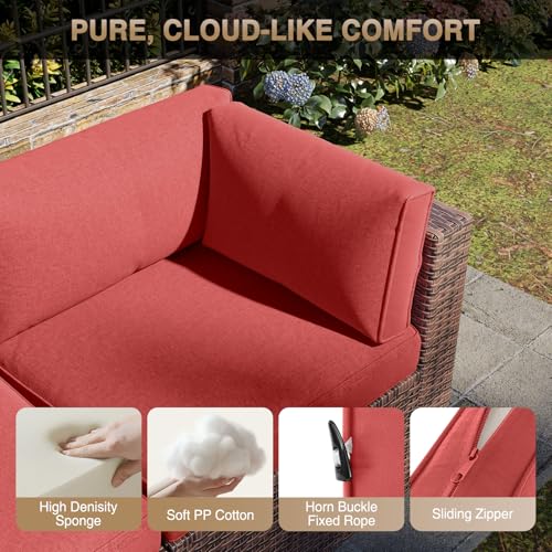 Patio Furniture Sets, 7-Piece Outdoor Patio Furniture with Thick Cushions, Wicker Outdoor Conversation Set Sectional Sofa for Backyard, Poolside, Garden