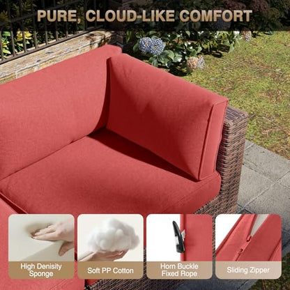 Patio Furniture Sets, 7-Piece Outdoor Patio Furniture with Thick Cushions, Wicker Outdoor Conversation Set Sectional Sofa for Backyard, Poolside, Garden