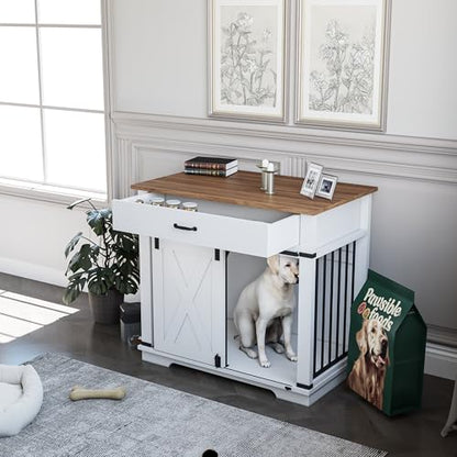 37.8'' Dog Crate Furniture with Storage Drawer, view 7