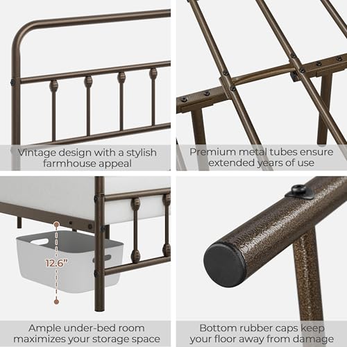 Queen Bed Frame Vintage Bronze Iron, view 6