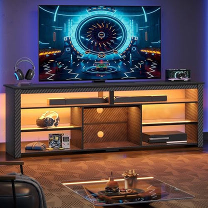 Tall TV Stand for 75 inch TV, LED Entertainment Center, view 2