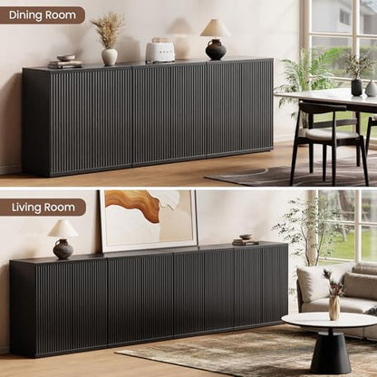Fluted Buffet Cabinet with Storage Sideboard with 2 Doors& Adjustable Shelf, view 6