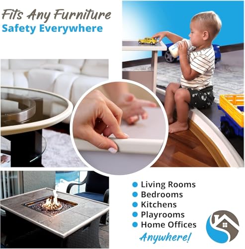 Furniture Edge Guards | 16ft Protective Protective Foam Cushion | Baby Child Proofing Set NonToxic for Table, Fireplace, Countertop | Beige