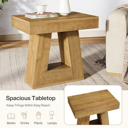 Tribesigns 2-Tier Modern Nightstand, Wooden Bedside Table with Trapezoid Base, Small Night Table with Wood-Grain Finish for Living Room Bedroom