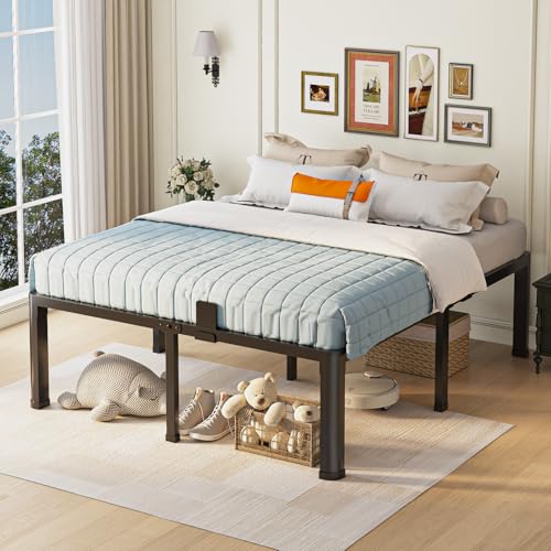18 inch Full Size Bed Frame with Round Corner Legs Mattress Slide Stopper, view 3