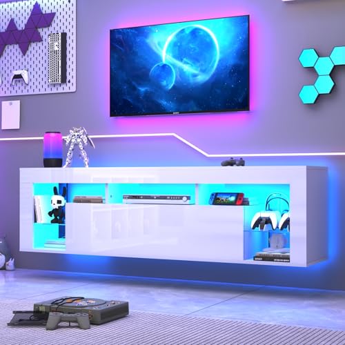 63" Floating High Gloss LED TV Stand for 75" TVs, view 2