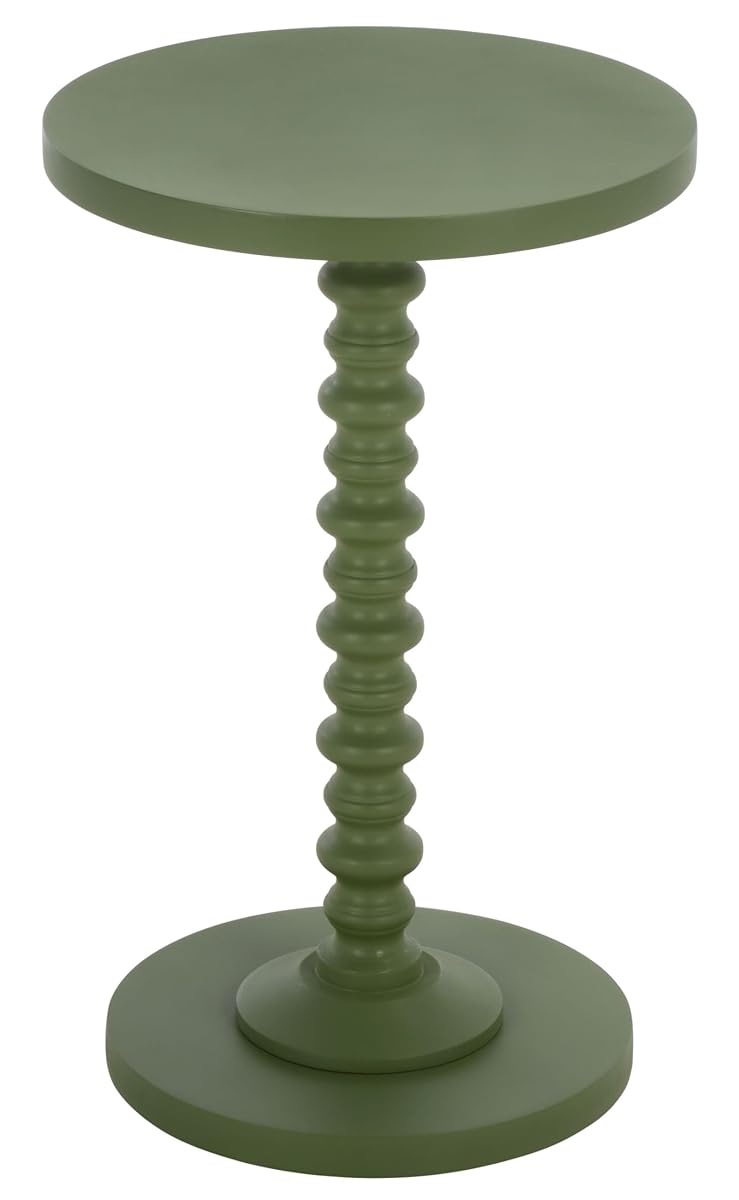 SAFAVIEH Furniture - Bonti Accent Table - Green - Solid Wood Pedestal Side Table - Round Top Modern Design - Fully Assembled - Ideal for Living Room, Bedroom, 14" W x 14" D x 22" H (ACC3269A)
