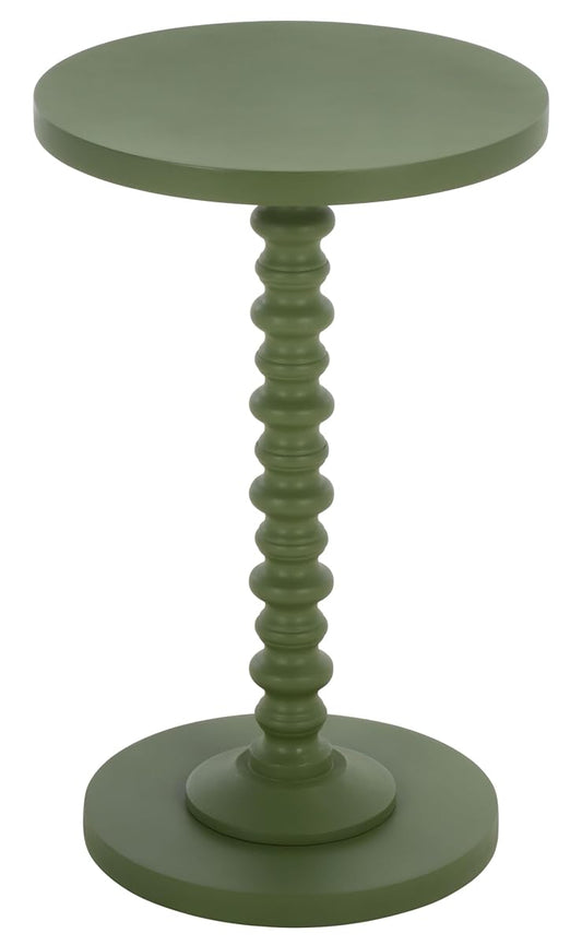 SAFAVIEH Furniture - Bonti Accent Table - Green - Solid Wood Pedestal Side Table - Round Top Modern Design - Fully Assembled - Ideal for Living Room, Bedroom, 14" W x 14" D x 22" H (ACC3269A)