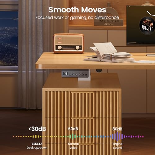 Electric Standing Desk with 6 Drawers, 55" Adjustable Stand up Desk with Storage, view 7