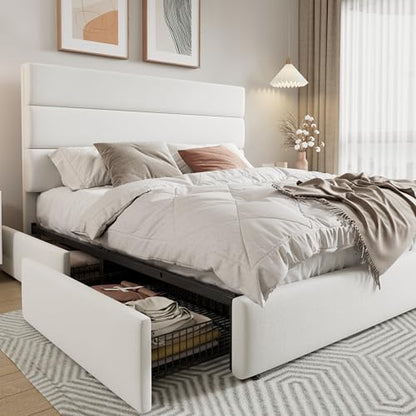 Modern Queen Size Platform Bed Frame with 4 Storage Drawers, view 2