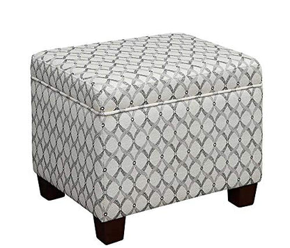 Madison Storage Ottoman 21.75" - Modern Upholstered Footstool & Seat with Hinged Lid for Transitional Living Room, Bedroom, Hallway, & Entryway, Ribbon Pattern Fabric