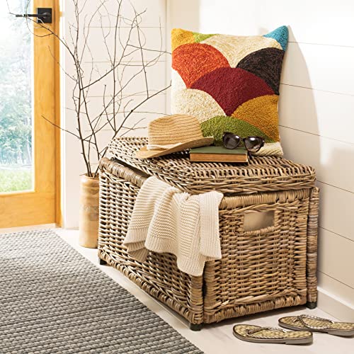 HPM9002B Elijah 30" Wicker Storage Trunk, Collapsible for flat storage, Rattan-Kubusoft Gray, Coastal for Office, Dorm Room-LivingRoom, Bedroom, Dining Room, Natural