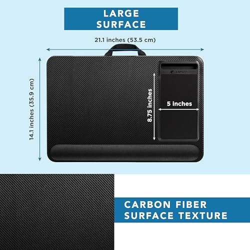 Home Office Pro Lap Desk - Black Carbon, Fits 15.6” Laptops, view 3