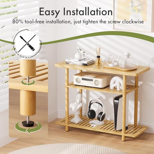 Bamboo TV Stand, Small TV Stands for up to 32 Inch, view 5
