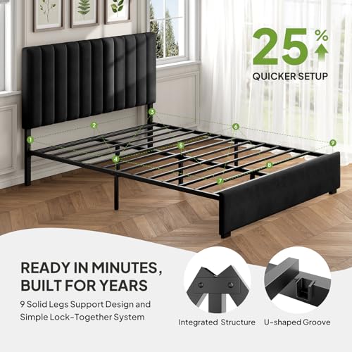 Queen Upholstered Bed Frame with Headboard, view 6