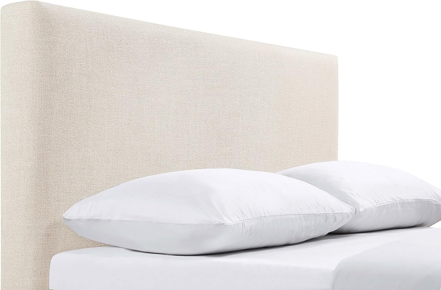 Home Furnishings - Pirro - Pine Wood - Upholstered Panel Headboard with Rectangular Profile, Smooth Edges, Foam Padding and Transitional Style - Bedroom - Queen/Full Size - Sand - 315980QF