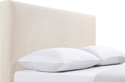 Home Furnishings - Pirro - Pine Wood - Upholstered Panel Headboard with Rectangular Profile, Smooth Edges, Foam Padding and Transitional Style - Bedroom - Queen/Full Size - Sand - 315980QF