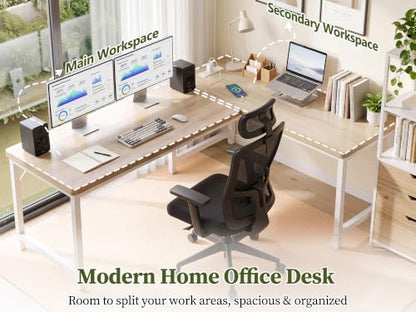 63 Inch L Shaped Computer Desk with Power Outlets, 1" Thick Desktop, view 5