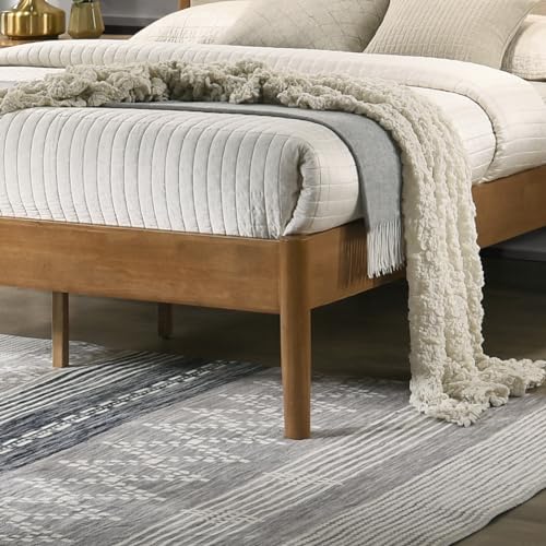 Vichy 3-Piece Rubberwood Bedroom Set, Platform Bed with Two Nightstands, Queen, Textured Polyester